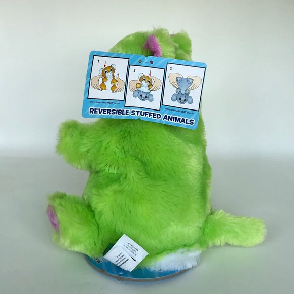 🔥3 For $20🔥New w/Tag Cat Green/White Reversible Plush Switch-A-Rooz 8" (20cm) - Picture 11 of 15